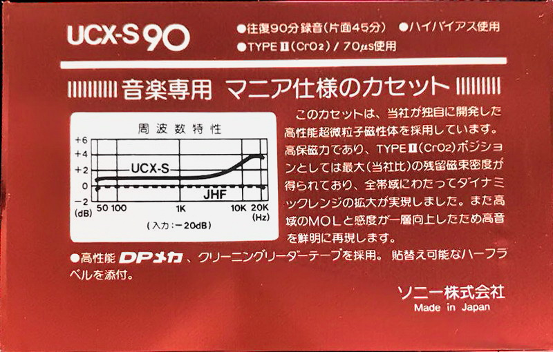 Compact Cassette Sony UCX-S 90 Type II Chrome 1982 Japan