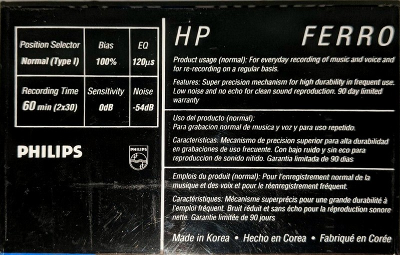 Compact Cassette Philips HP 60 Type I Normal 1987 Europe