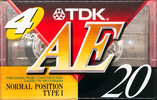 4 pack TDK AE 20 "AE20-X4A" Type I Normal 1995 Japan
