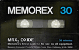 Compact Cassette Memorex MRX2 Oxide 30 Type I Normal 1974 USA