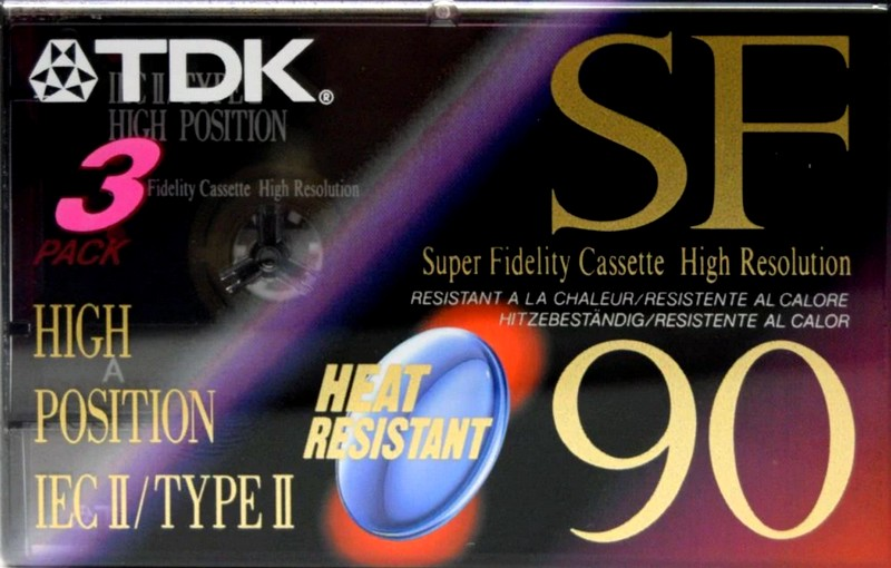 3 pack TDK SF 90 "SF-90ET3" Type II Chrome 1992 Europe