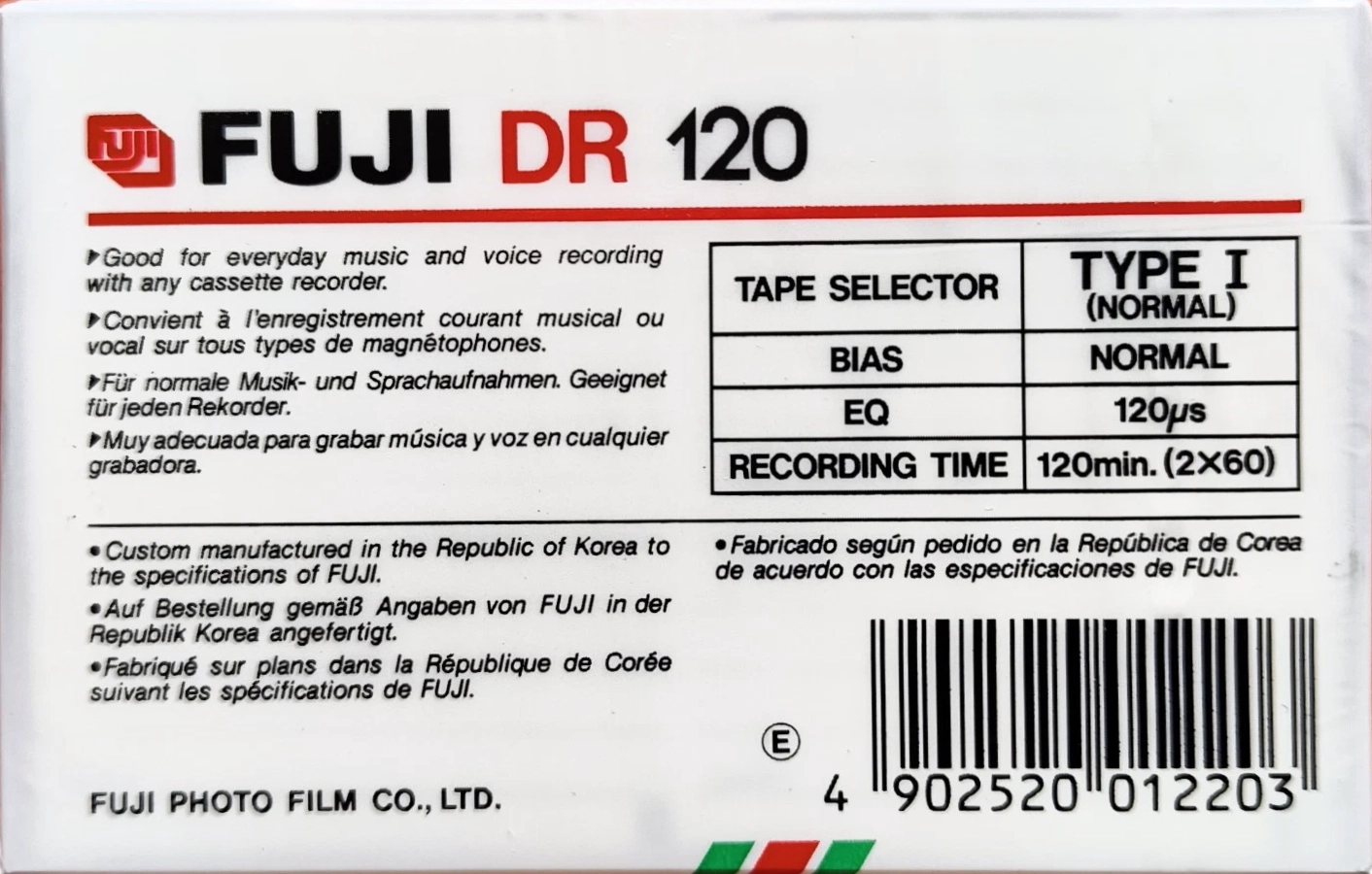 Compact Cassette Fuji DR 120 Type I Normal 1985 Europe