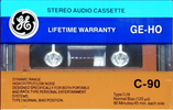 Compact Cassette GE / General Electric GE-HO 90 Type I Normal 1988 USA