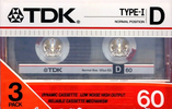 3 pack TDK D 60 Type I Normal 1985 Australia, Europe