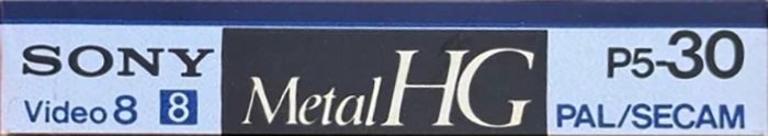Video8, Hi8, Digital8 Sony HG 30 "P5-30HG" Type IV Metal 1989 Europe