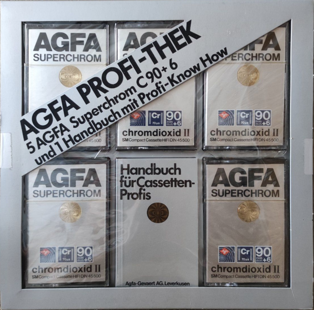 5 pack AGFA Superchrom 90+6 "AGFA PROFI-THEK" Type II Chrome 1981 Germany