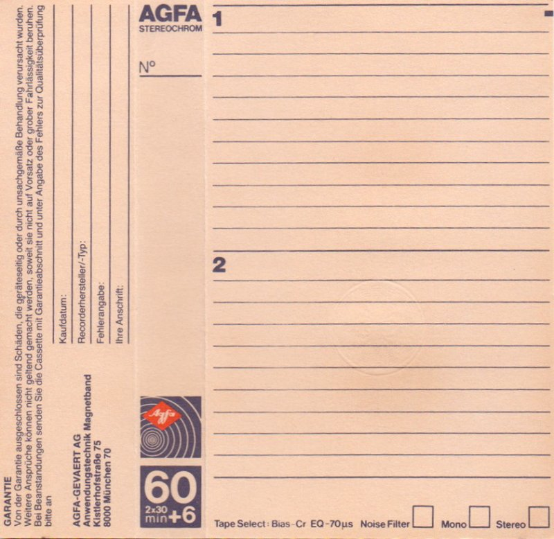 Compact Cassette: AGFA  - Stereochrom 60+6