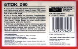 Compact Cassette TDK D 90 Type I Normal 1985 Australia, Europe