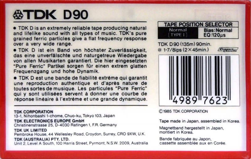 Compact Cassette: TDK  - D 90