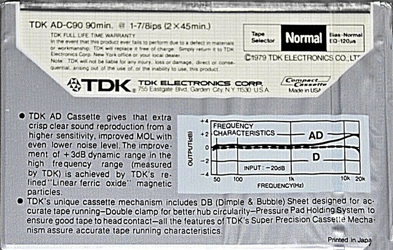 Compact Cassette TDK AD 90 Type I Normal 1979 USA