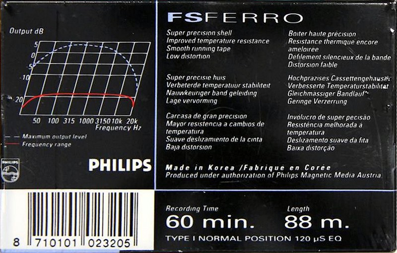 Compact Cassette Philips FS 60 Type I Normal 1989 Europe