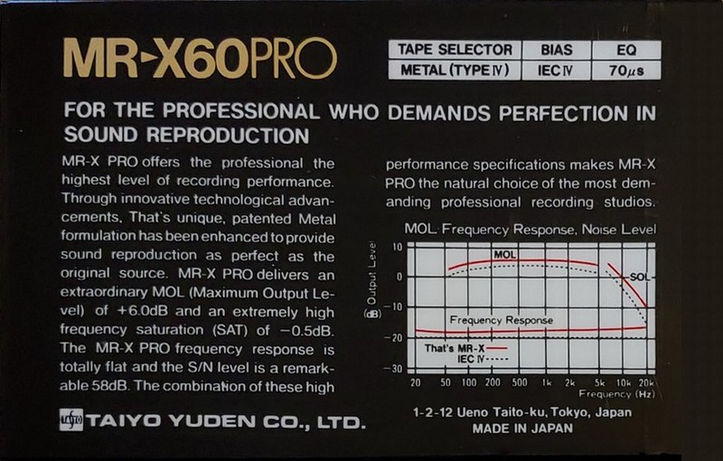 Compact Cassette: Taiyo Yuden Thats - MR-X Pro 60