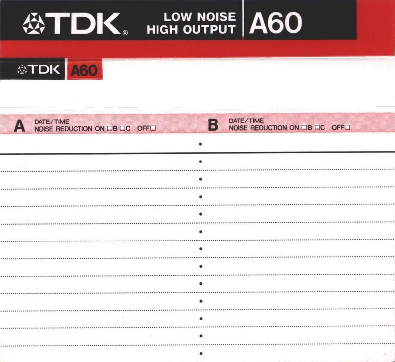 Compact Cassette TDK A 60 Type I Normal 1989 USA