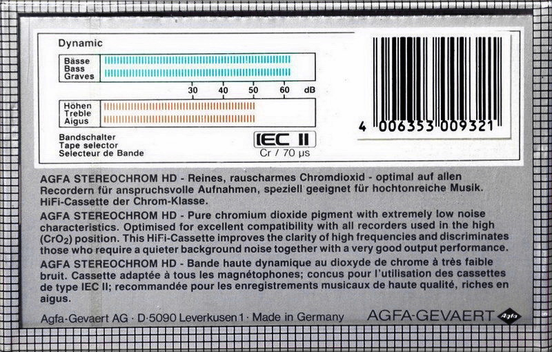 Compact Cassette: AGFA  - Stereochrom HD 60+6