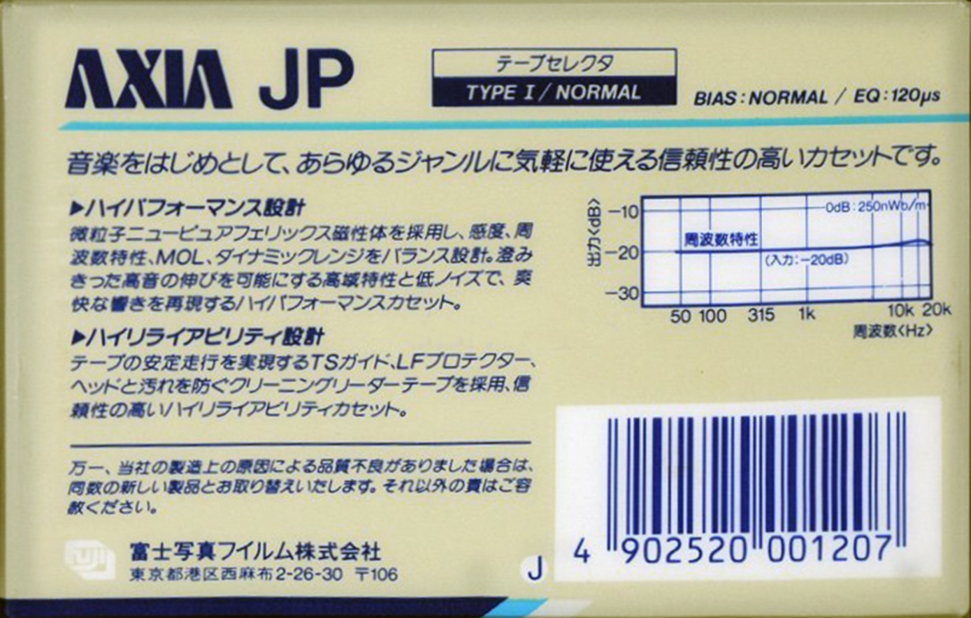 Compact Cassette AXIA JP 90 Type I Normal 1985 Japan
