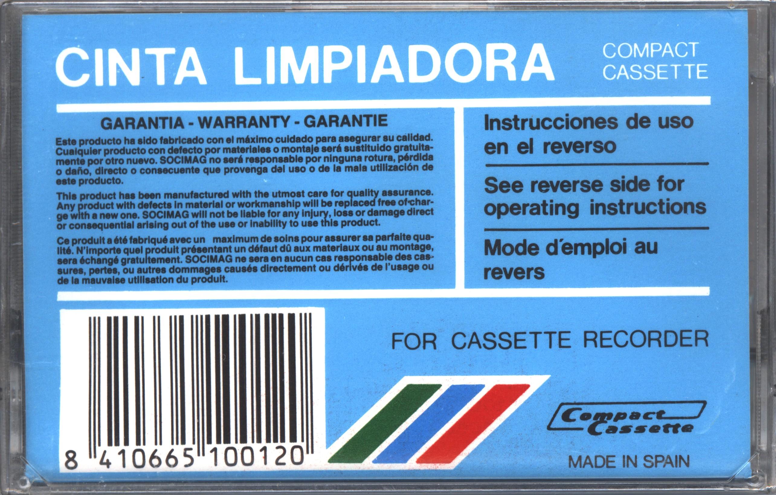Compact Cassette Socimag "CL-S1" Cleaning Cassette Europe