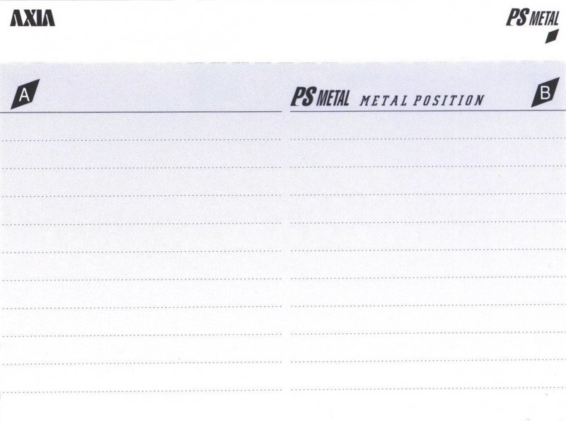 Compact Cassette AXIA PS-Metal 54 "PSMJ 54" Type IV Metal 1997 Japan