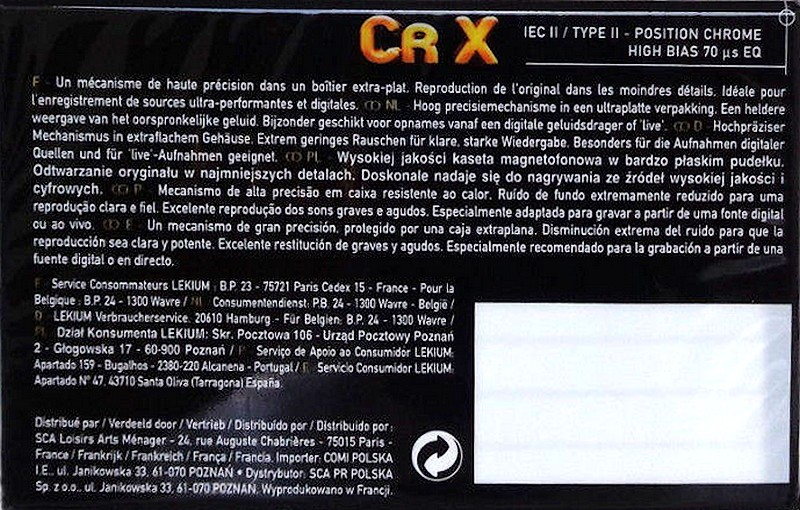 Compact Cassette Lekium CR X 60 Type II Chrome Europe