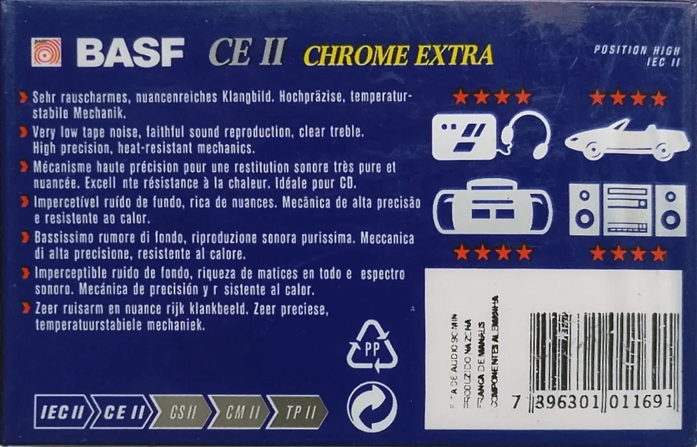 Compact Cassette BASF CE II Chrome Extra 90 Type II Chrome 1995 Latin America