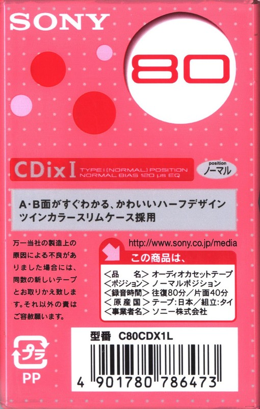 Compact Cassette: Sony  - CDix I 80