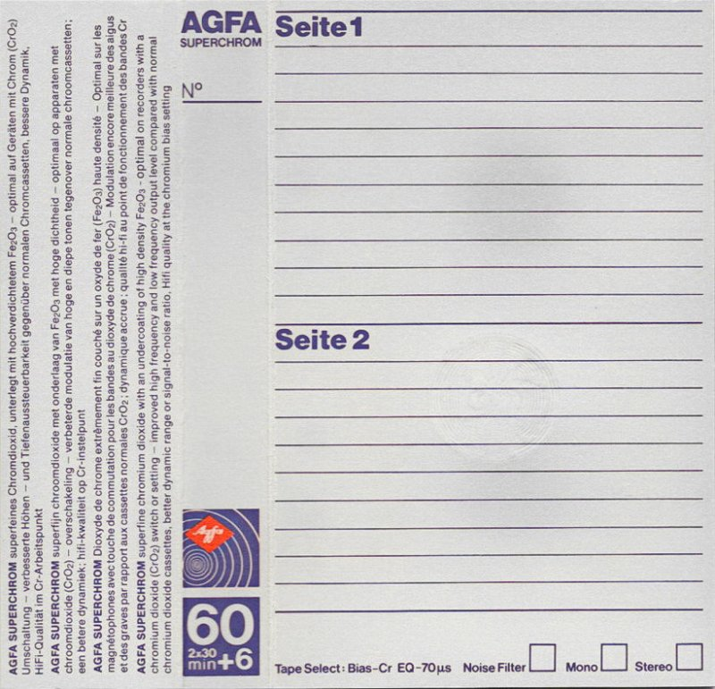 Compact Cassette AGFA Superchrom 60+6 Type II Chrome 1981 Europe