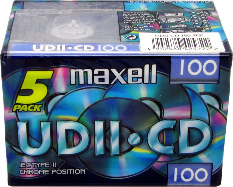 5 pack Maxell UDII-CD 100 Type II Chrome 1998 Europe