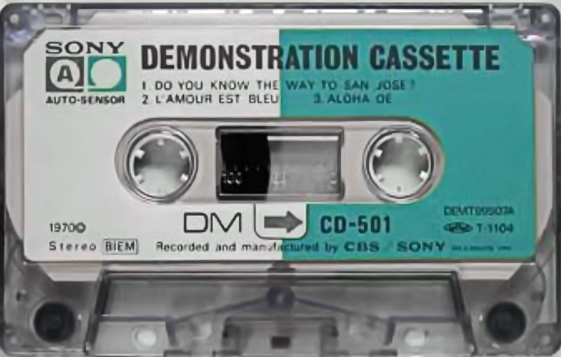 Compact Cassette Sony 30 "CD-501" Demonstration Tape 1971 Japan