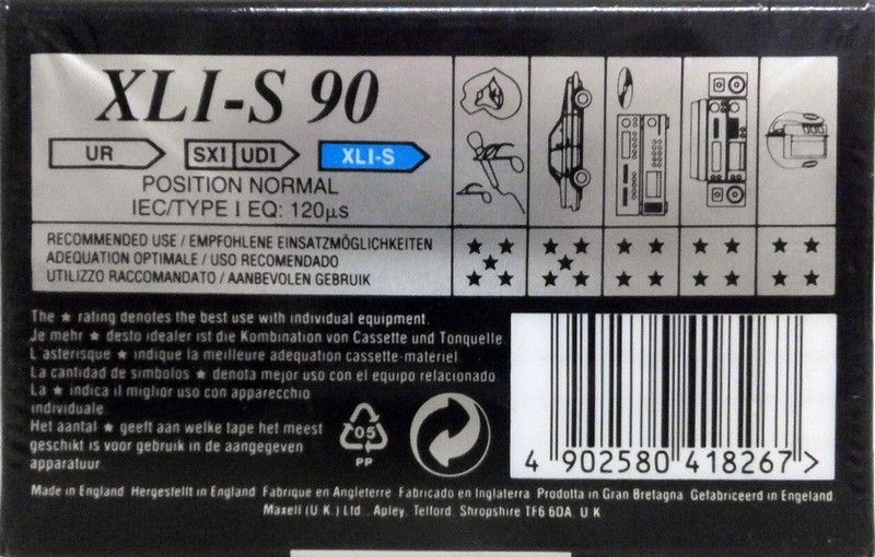 Compact Cassette Maxell XLI-S 90 Type I Normal 1994 Europe
