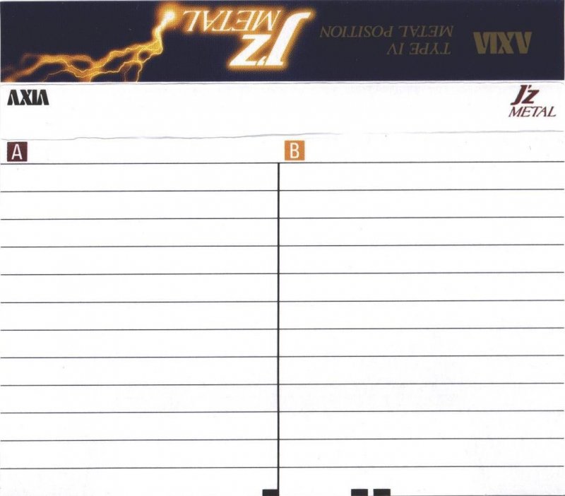 Compact Cassette AXIA J`z Metal 54 "JZMB 54" Type IV Metal 1993 Japan