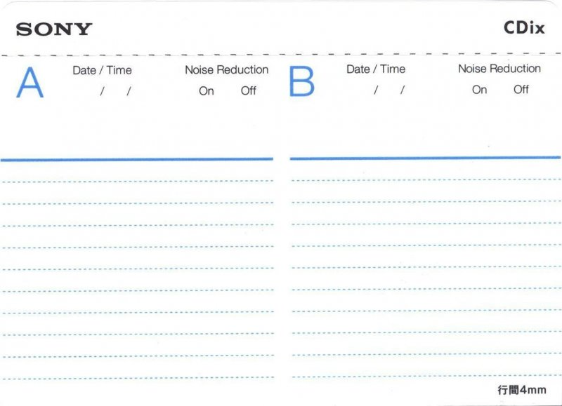 Compact Cassette Sony CDix I 70 "C70CDX1L" Type I Normal 2001 Japan