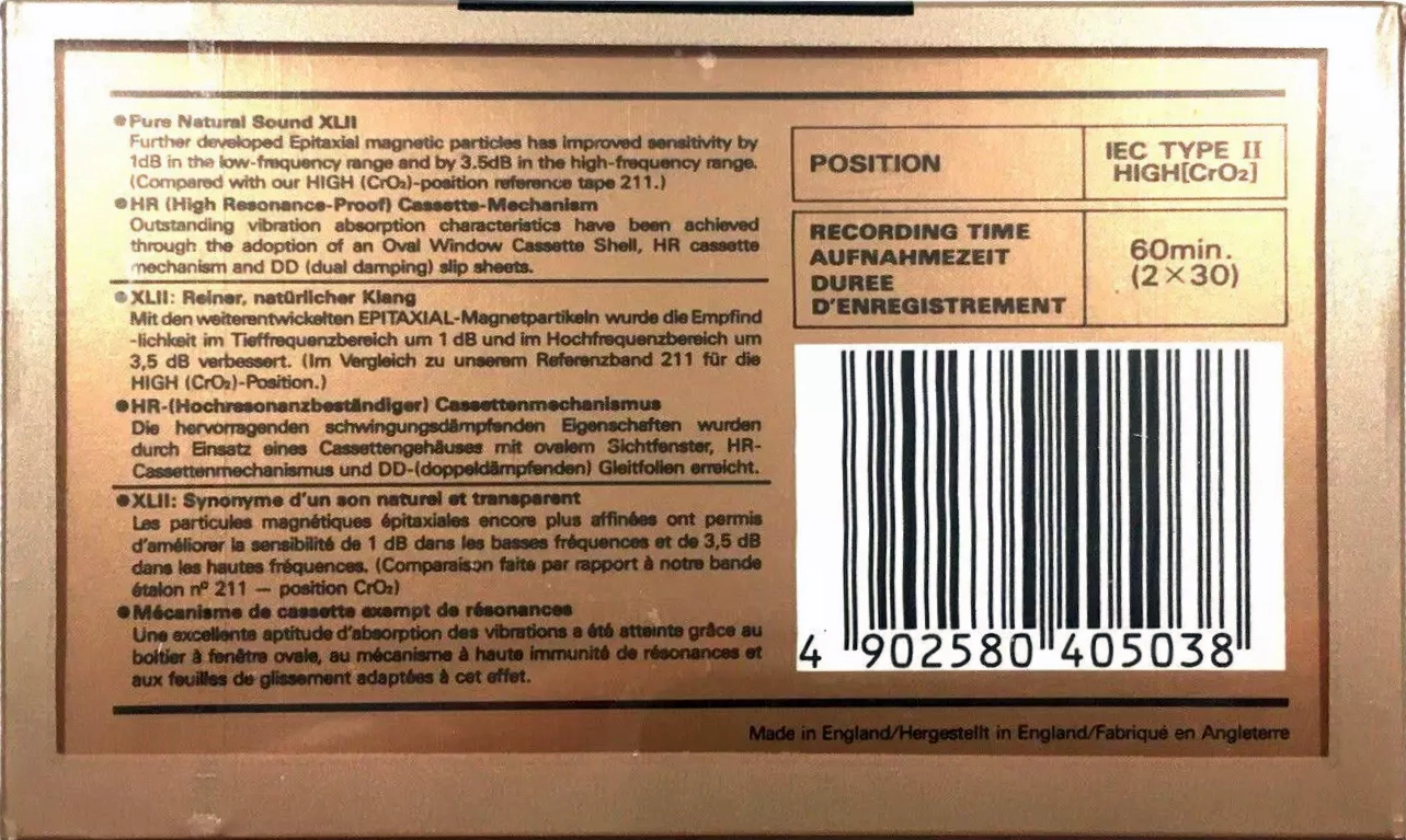 Compact Cassette Maxell XLII 60 Type II Chrome 1988 Europe