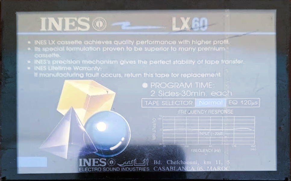 Compact Cassette Ines LX 60 Type I Normal 1990 Maroc
