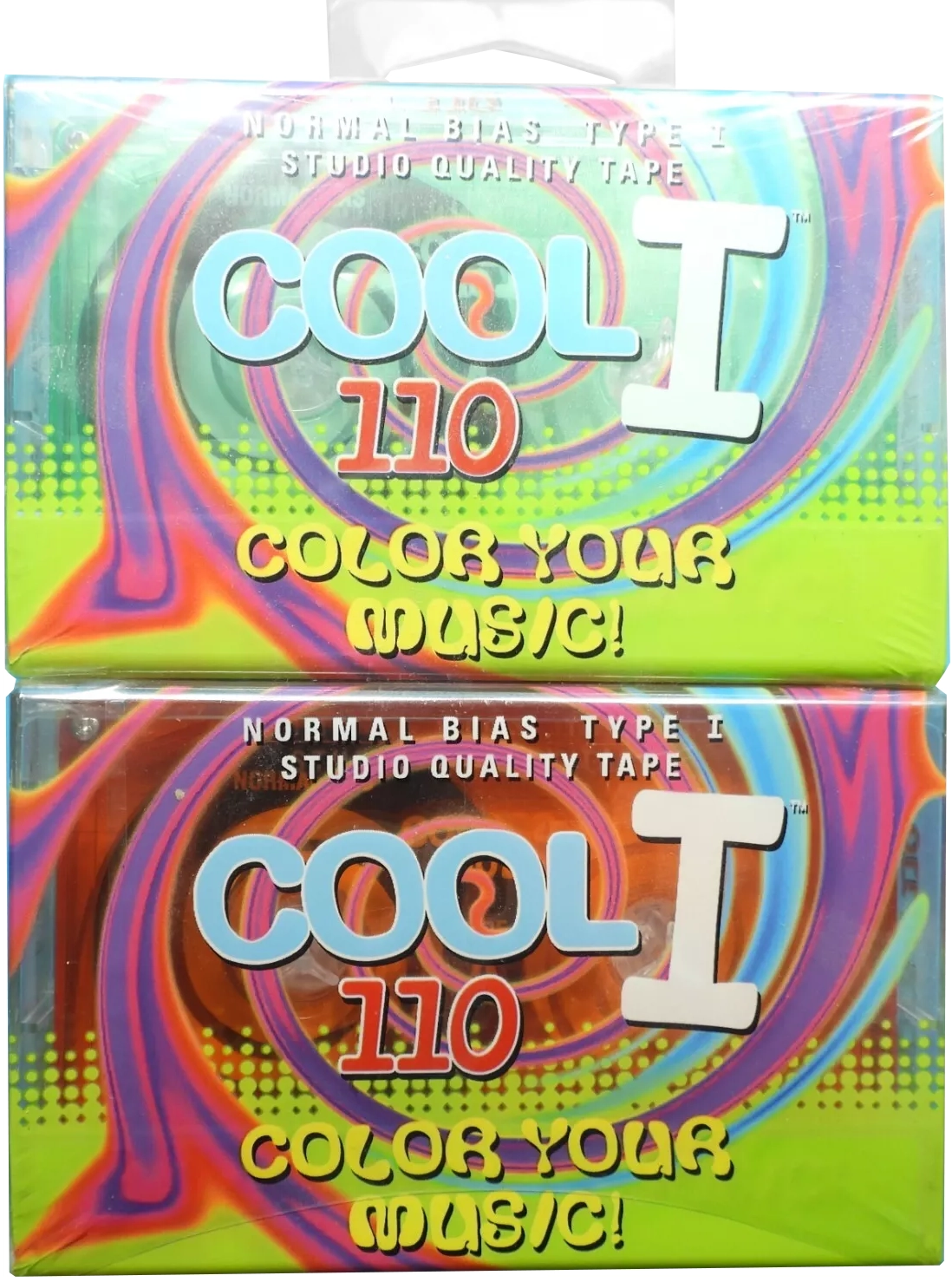 2 pack ICE COOL 110 "Color your music! Green + Orange" Type I Normal 1996 USA