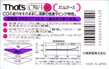 Compact Cassette Thats OW-1 46 Type I Normal 1991 Japan