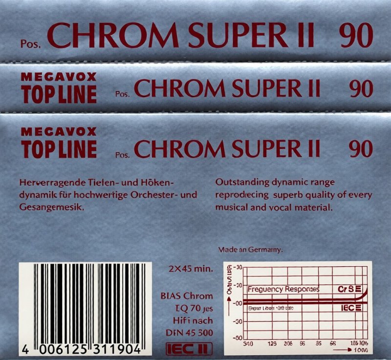 Compact Cassette Megavox 90 "Top Line" Type II Chrome Germany