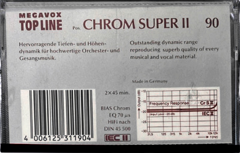 Compact Cassette Megavox 90 "Top Line" Type II Chrome Germany