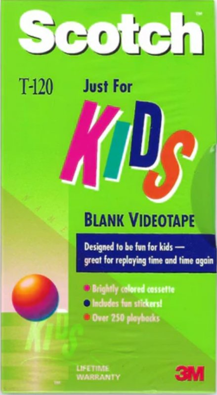 VHS, Video Home System Scotch Just For Kids 120 Type I Normal 1995 USA