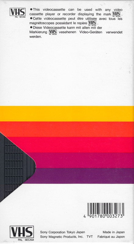 VHS, Video Home System Sony Dynamicron 180 Type I Normal 1982 Europe