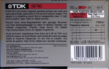 Compact Cassette TDK SF 90 "SF-90SE" Type II Chrome 1990 Australia, Europe
