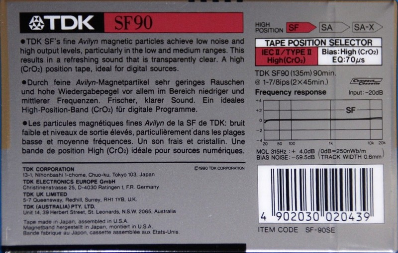 Compact Cassette: TDK  - SF 90