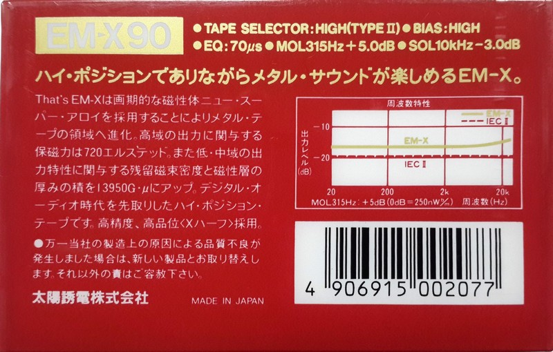 Compact Cassette Thats EM-X 90 Type II Chrome 1986 Japan
