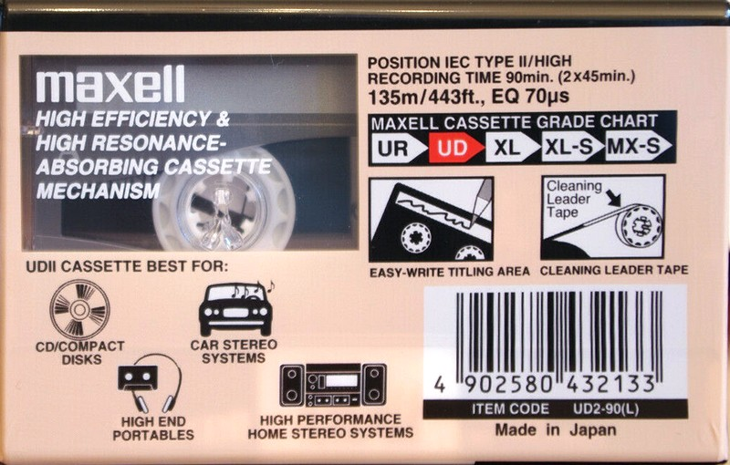 Compact Cassette Maxell UDII / UD2 90 "UD2-90(L)" Type II Chrome 2002 Europe