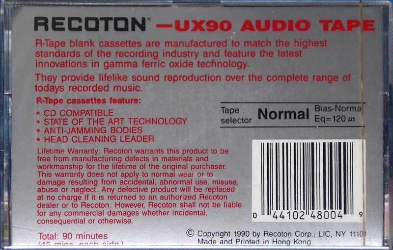 Compact Cassette: Unknown Recoton - UX 90