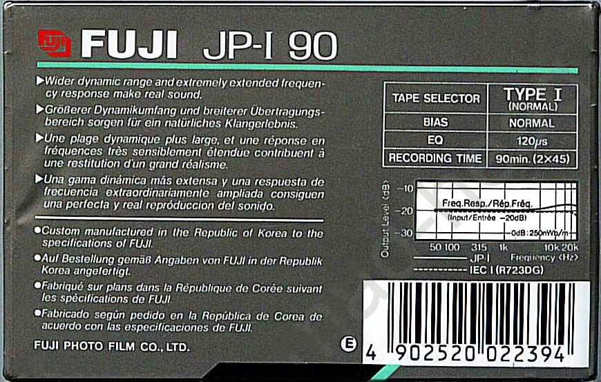 Compact Cassette Fuji JP-I 90 Type I Normal 1989 Europe