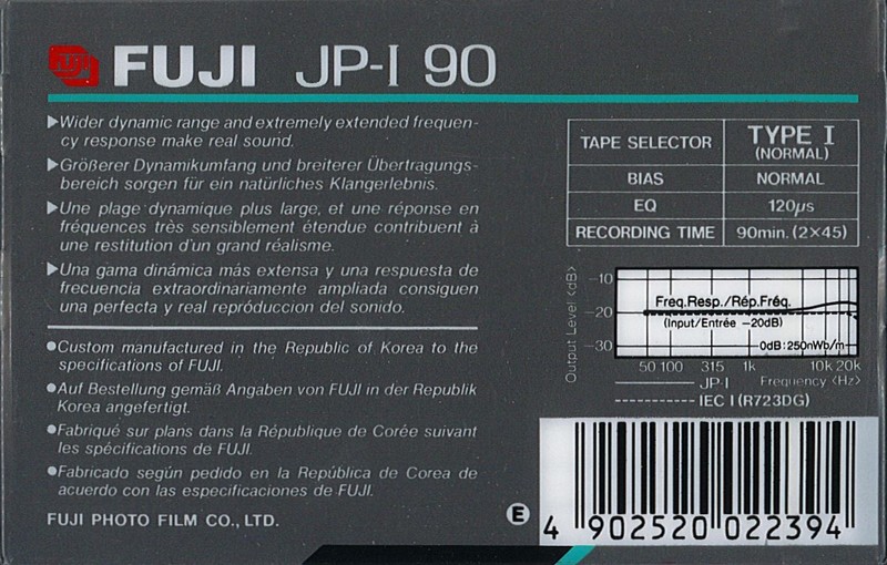 Compact Cassette Fuji JP-I 90 Type I Normal 1989 Europe