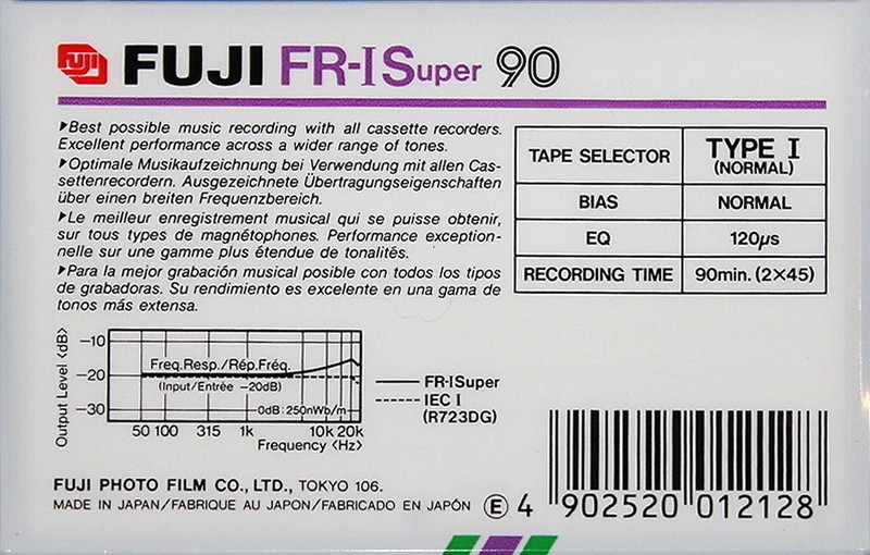 Compact Cassette Fuji FR-I Super 90 Type I Normal 1988 Europe