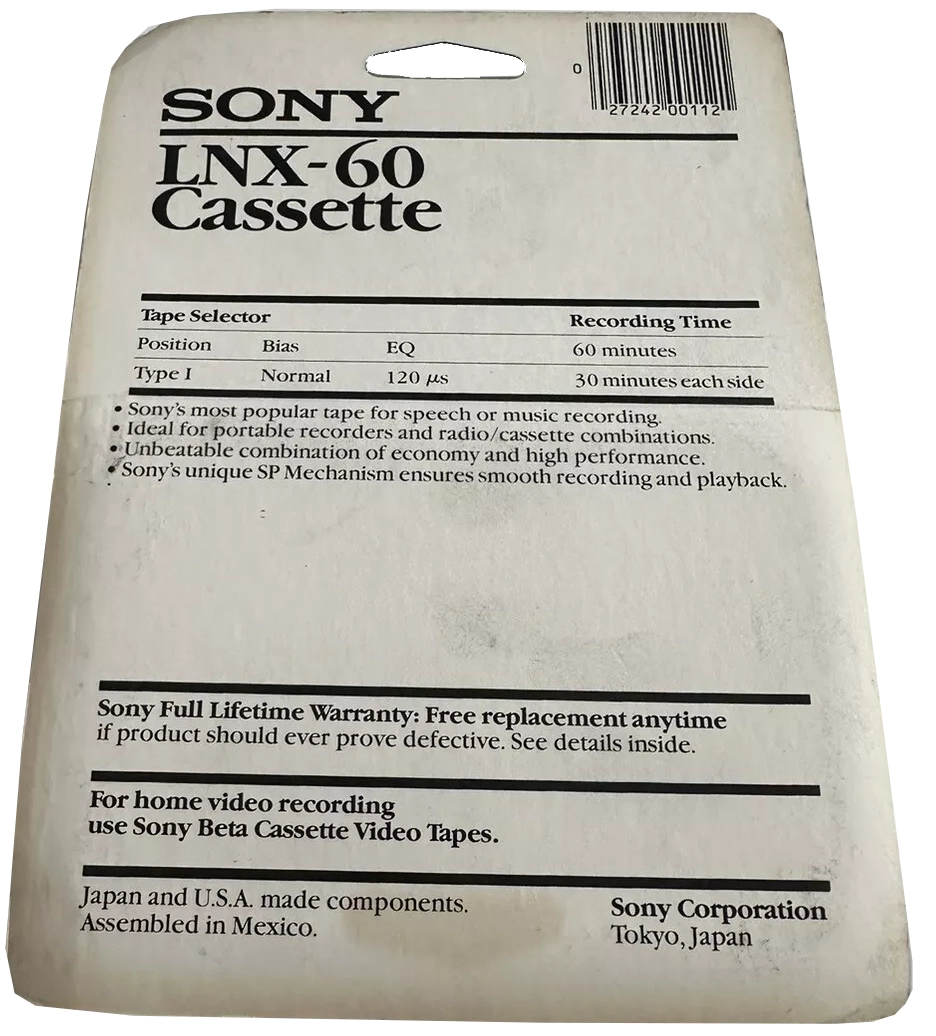 Blister Sony LNX 60 Type I Normal 1982 USA