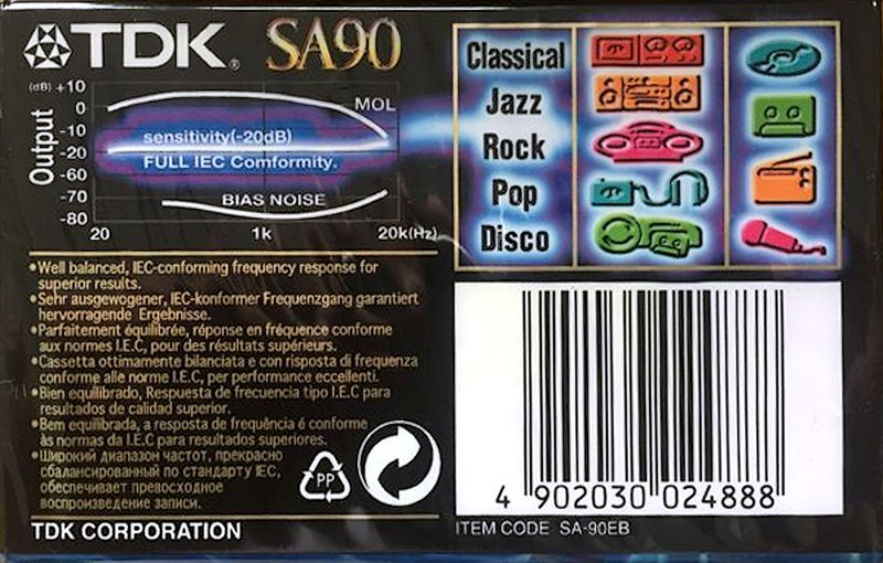 Compact Cassette TDK SA 90 "SA-90EB" Type II Chrome 1997 Worldwide