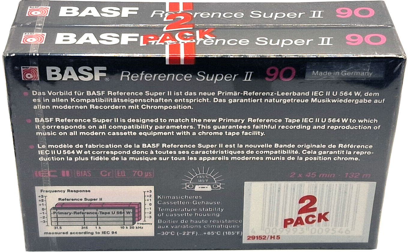 2 pack BASF Reference Super II 90 Type II Chrome 1988 Europe