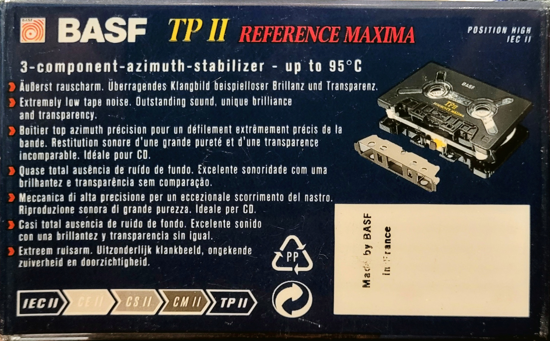 Compact Cassette BASF TP II Reference Maxima 10 Type II Chrome 1995 Europe